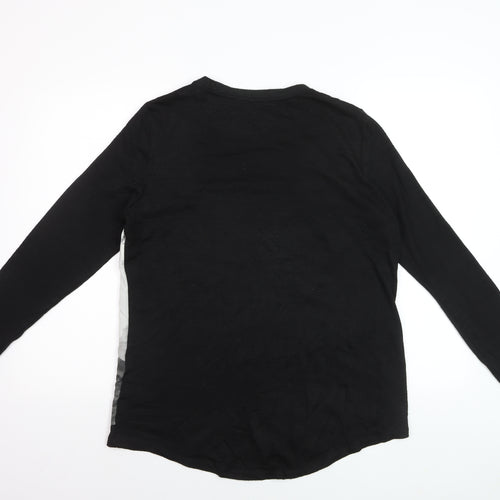 RJR John Rocha Womens Black Floral Long Sleeve T-Shirt Size 14
