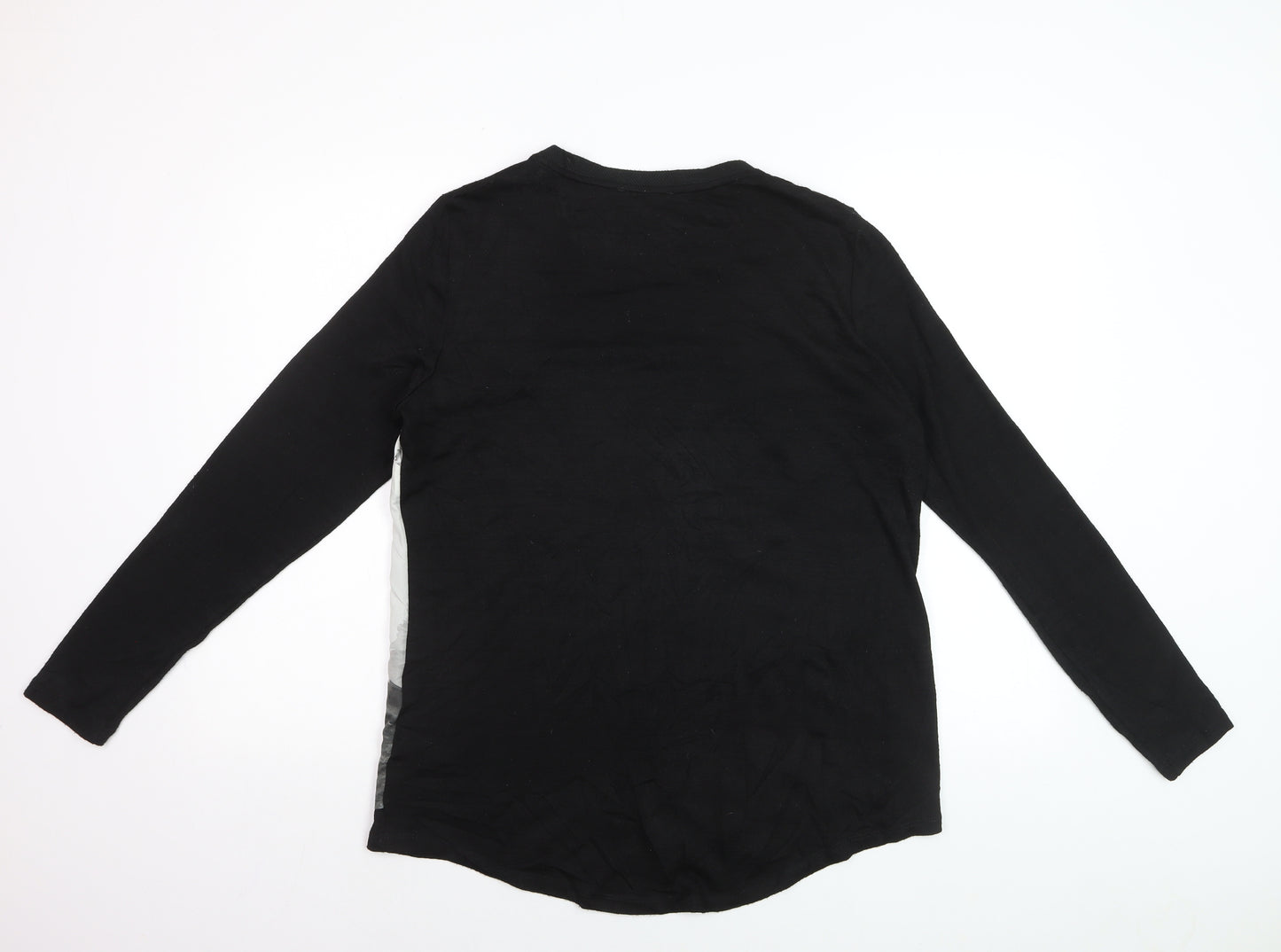 RJR John Rocha Womens Black Floral Long Sleeve T-Shirt Size 14