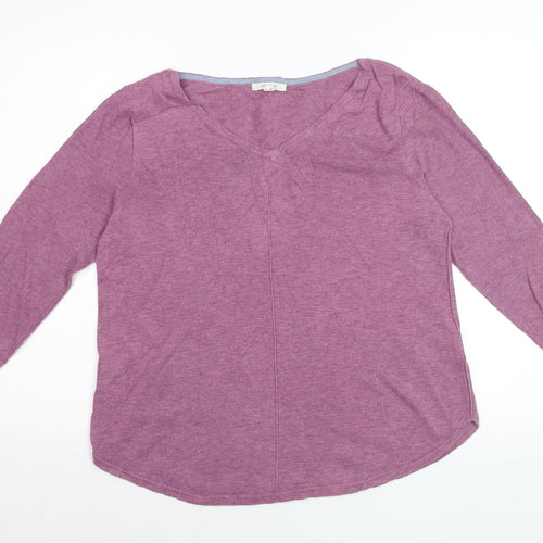 White Stuff Women's Purple Cotton V-Neck Jumper Size 14