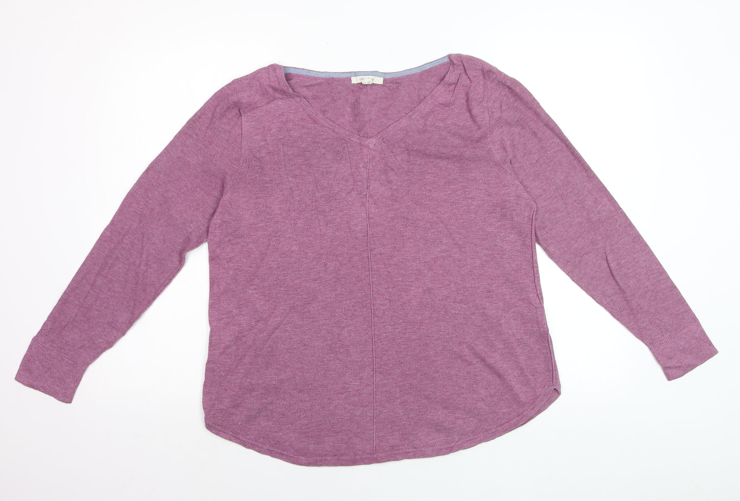 White Stuff Women's Purple Cotton V-Neck Jumper Size 14