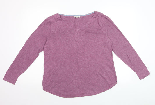 White Stuff Women's Purple Cotton V-Neck Jumper Size 14