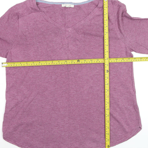 White Stuff Women's Purple Cotton V-Neck Jumper Size 14