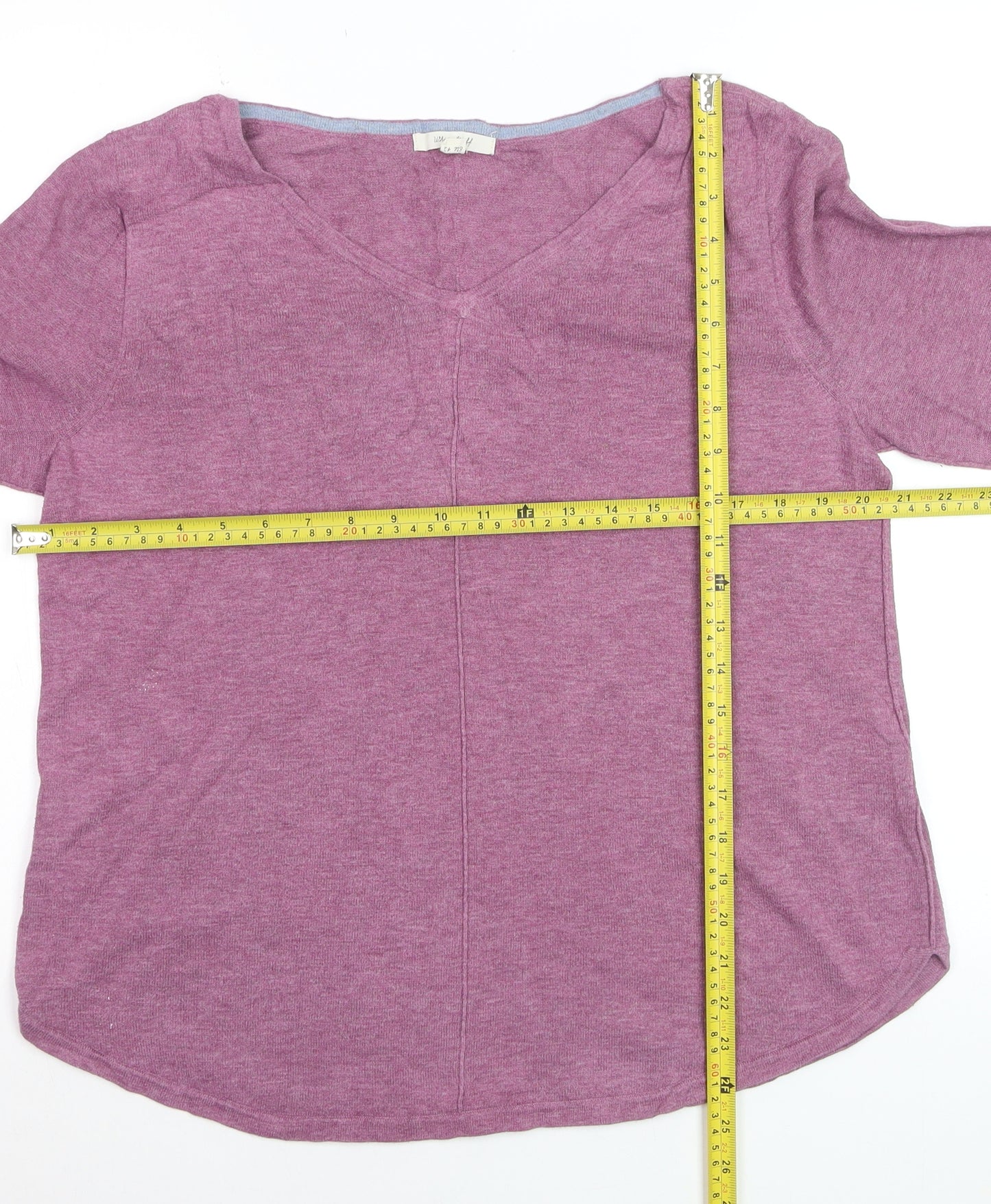 White Stuff Women's Purple Cotton V-Neck Jumper Size 14