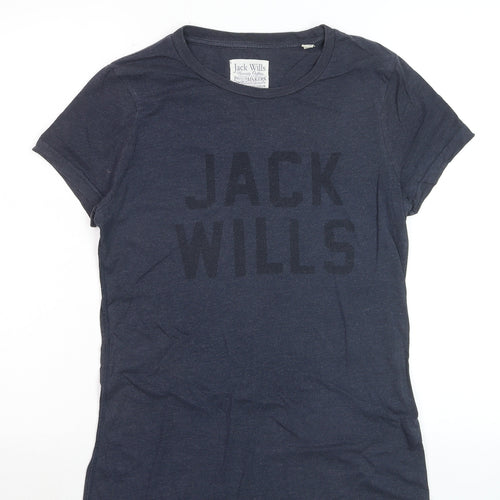 Jack Wills Women's Blue Cotton Blend T-Shirt Size 12