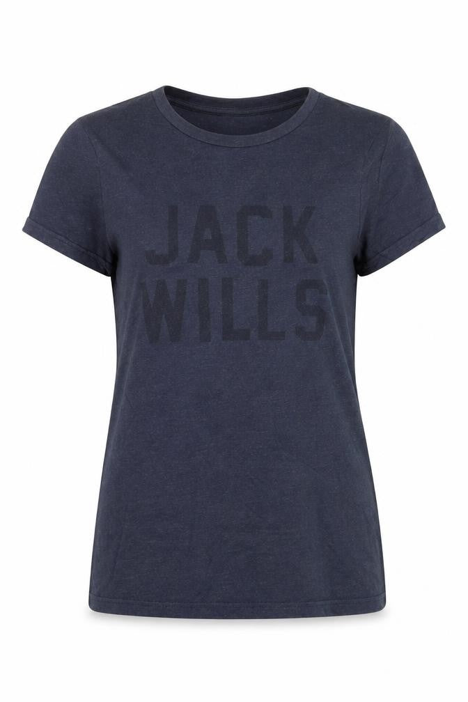 Front view of Jack Wills Women's Blue Cotton Blend T-Shirt, size 12