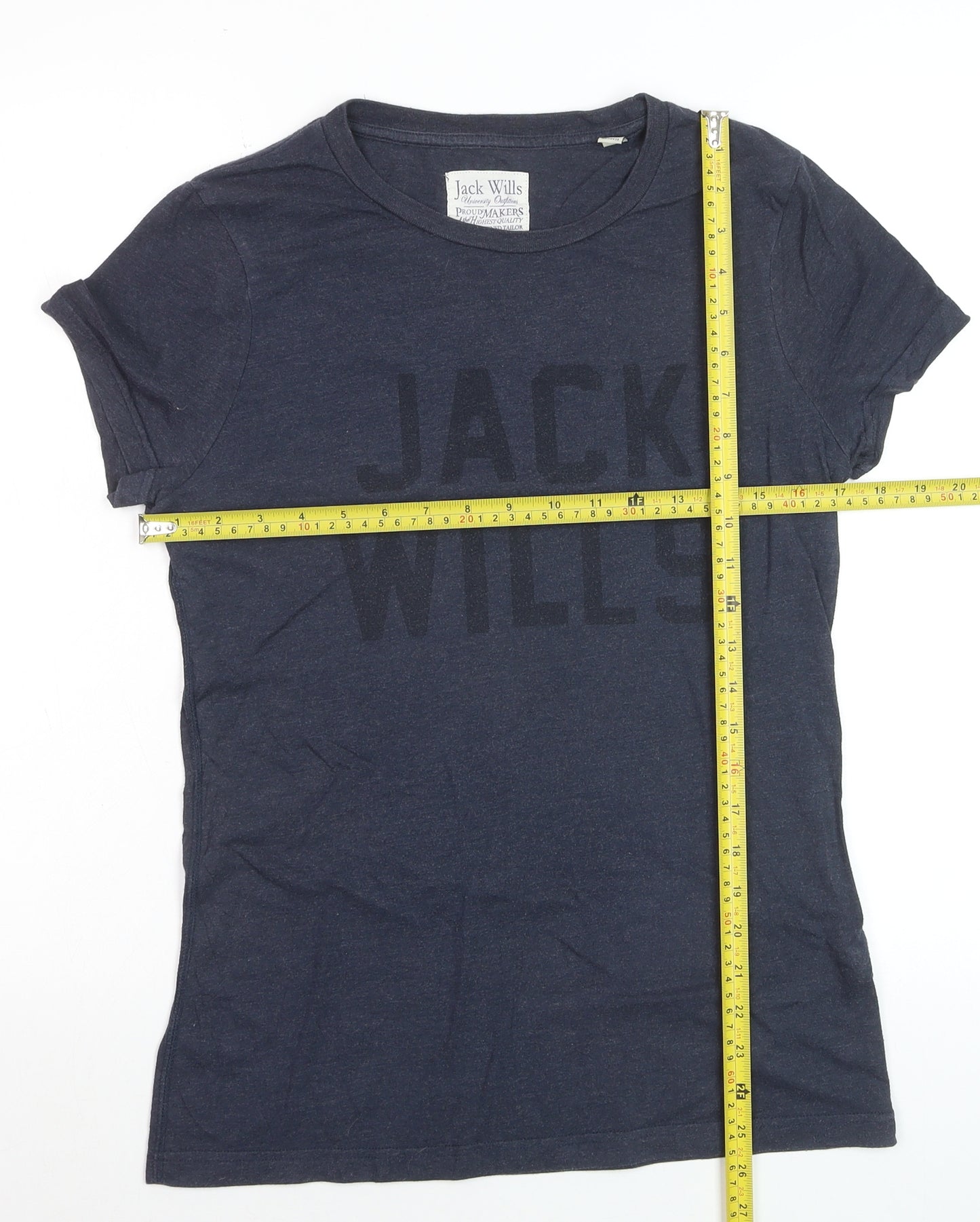 Jack Wills Women's Blue Cotton Blend T-Shirt Size 12