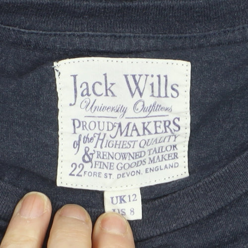 Jack Wills Women's Blue Cotton Blend T-Shirt Size 12