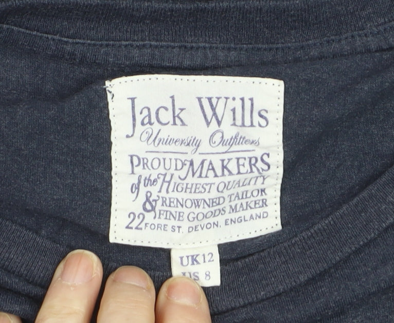 Jack Wills Women's Blue Cotton Blend T-Shirt Size 12