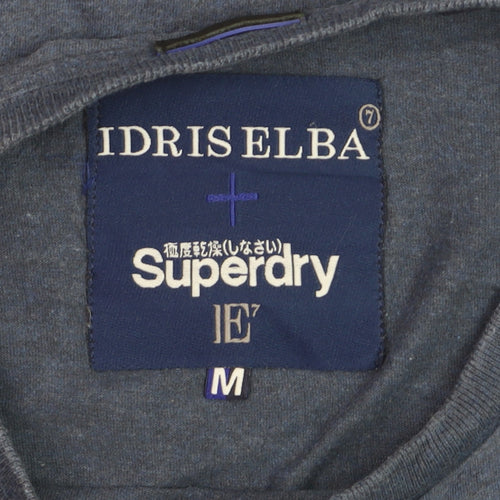 Superdry Idris Elba Men's Blue Long Sleeve Cotton Top Size M