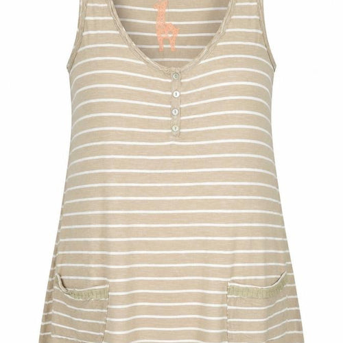 White Stuff Women’s Beige Striped 100% Cotton Tank Top Size 10