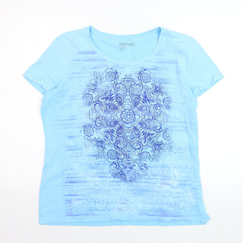 Zenergy by Chico's Women's Blue Short Sleeve T-Shirt Size L