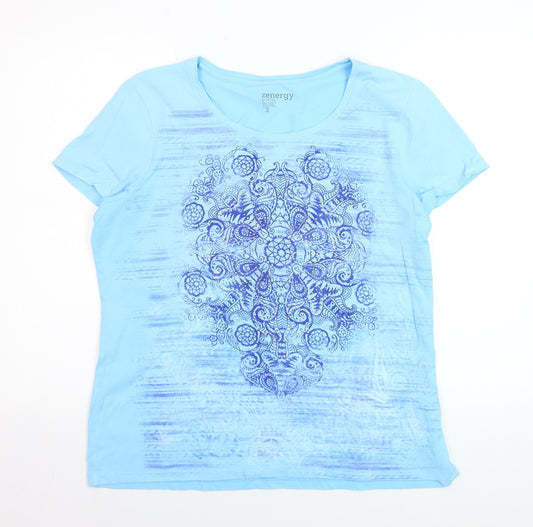 Zenergy by Chico's Women's Blue Short Sleeve T-Shirt Size L