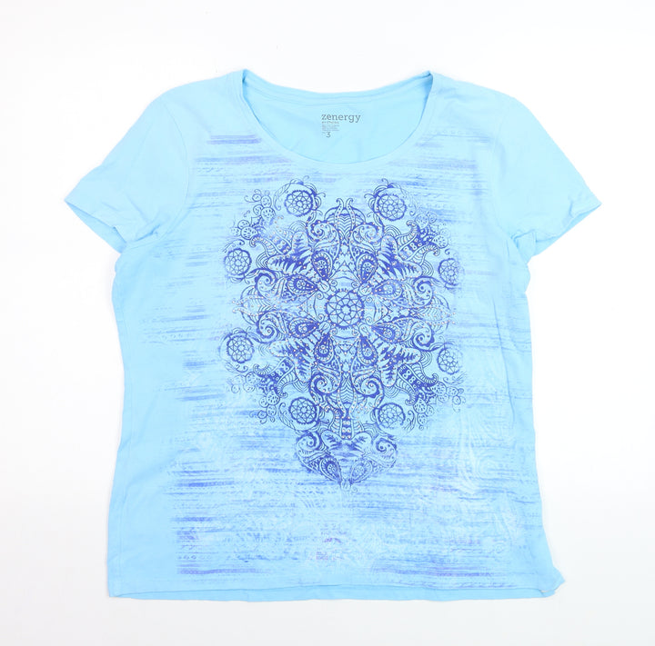 Zenergy by Chico's Women's Blue Short Sleeve T-Shirt Size L