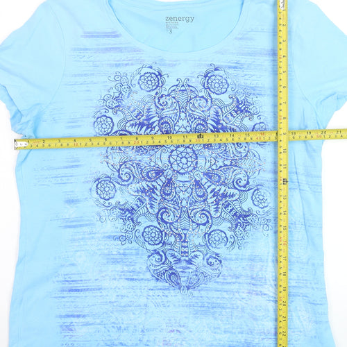 Zenergy by Chico's Women's Blue Short Sleeve T-Shirt Size L