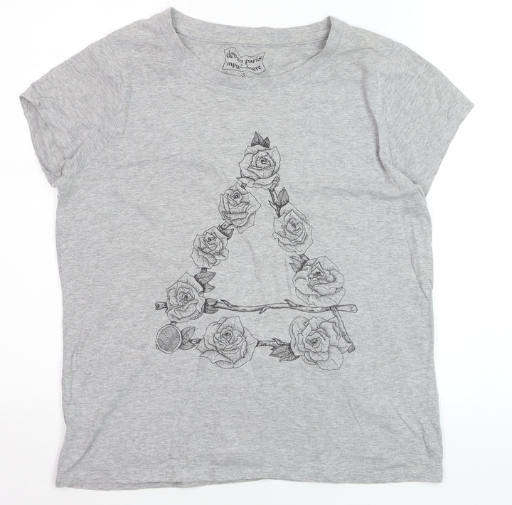 Eleven Paris Women’s Grey Floral Graphic T-Shirt Size S
