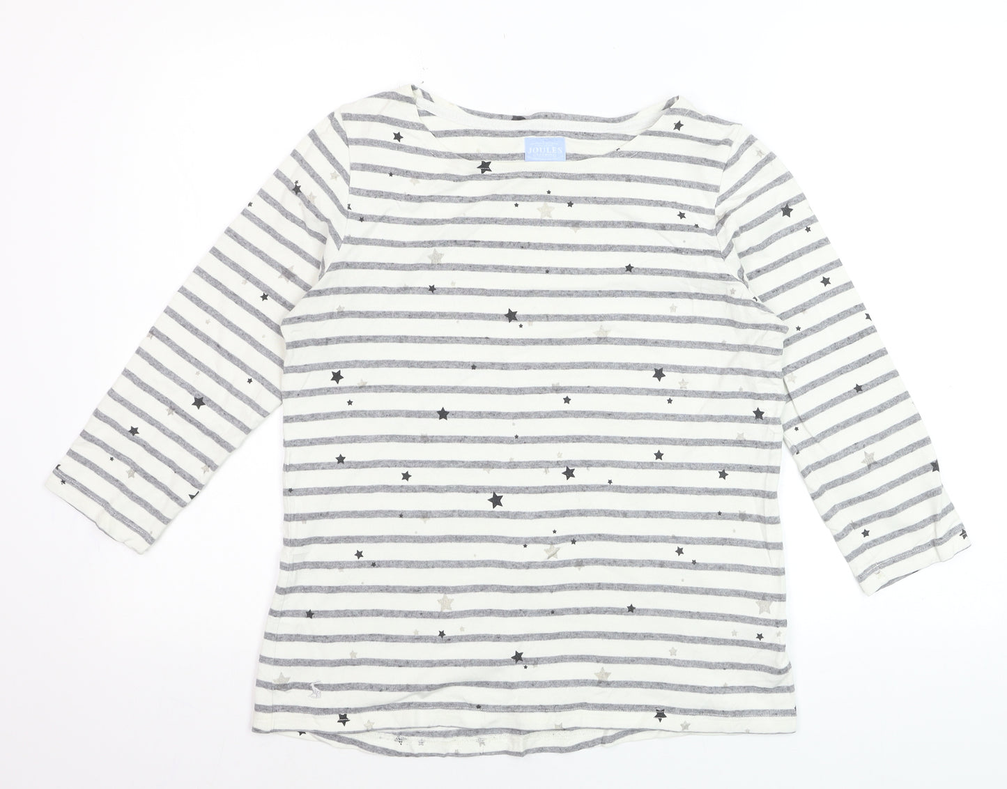 Joules Womens White Striped Star Long Sleeve Cotton T-Shirt Size 12