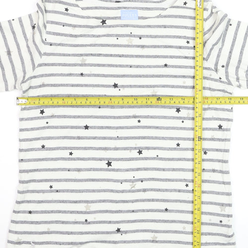 Joules Womens White Striped Star Long Sleeve Cotton T-Shirt Size 12