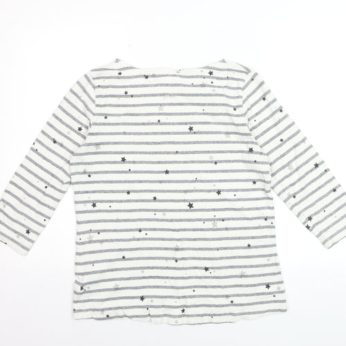 Joules Womens White Striped Star Long Sleeve Cotton T-Shirt Size 12