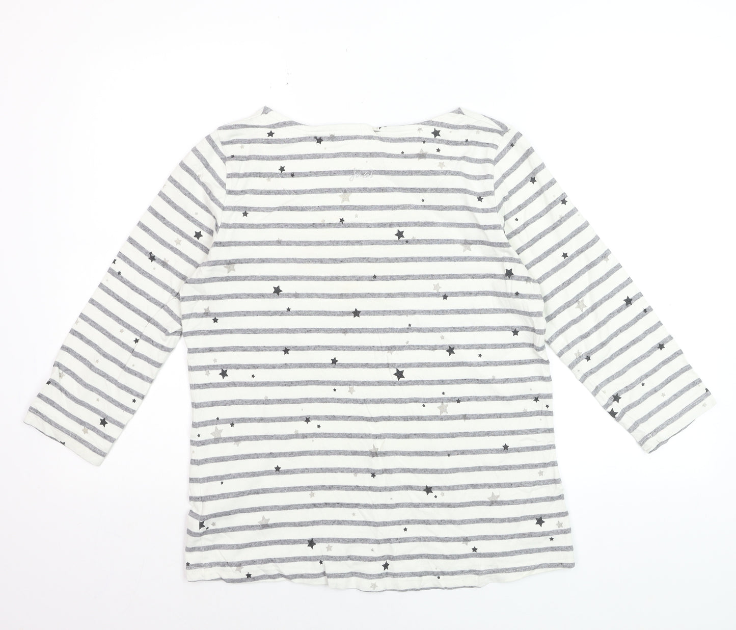 Joules Womens White Striped Star Long Sleeve Cotton T-Shirt Size 12