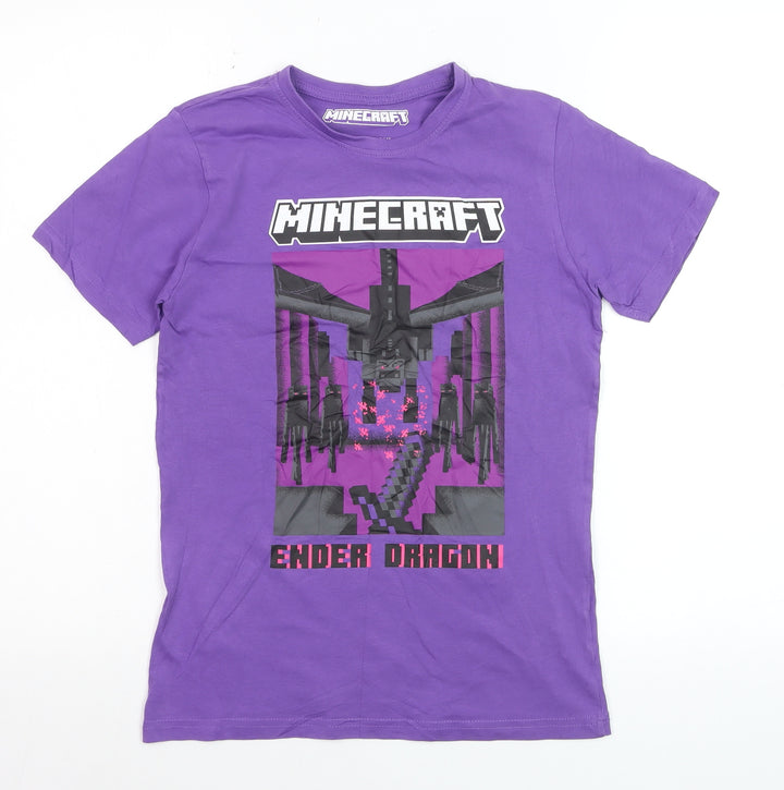 Minecraft Boys Purple Ender Dragon Graphic T-Shirt 10-11 Years