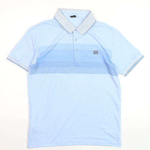 883 Police Men's Sky Blue Striped Polo Shirt Size S Regular Fit