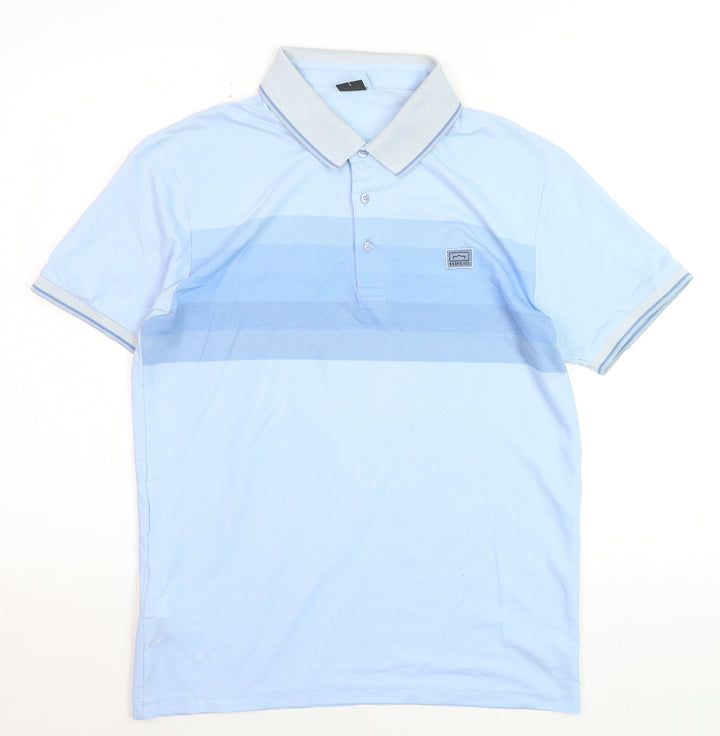 883 Police Men's Sky Blue Striped Polo Shirt Size S Regular Fit
