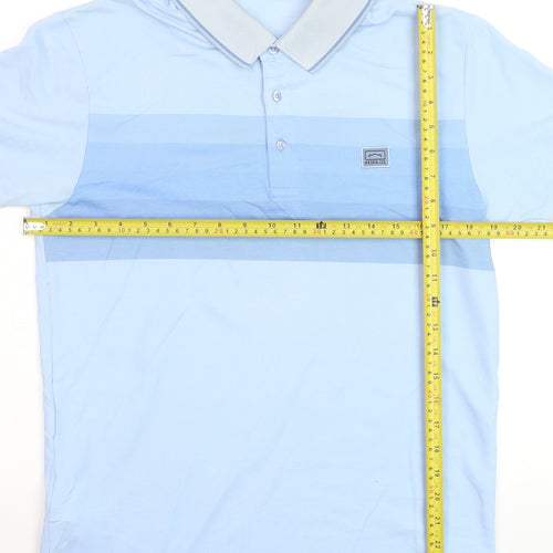 883 Police Men's Sky Blue Striped Polo Shirt Size S Regular Fit