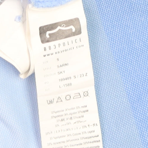 883 Police Men's Sky Blue Striped Polo Shirt Size S Regular Fit