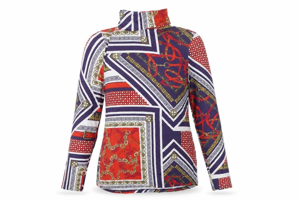 Front view of River Island women’s multicoloured, size UK 12, long sleeve high neck top