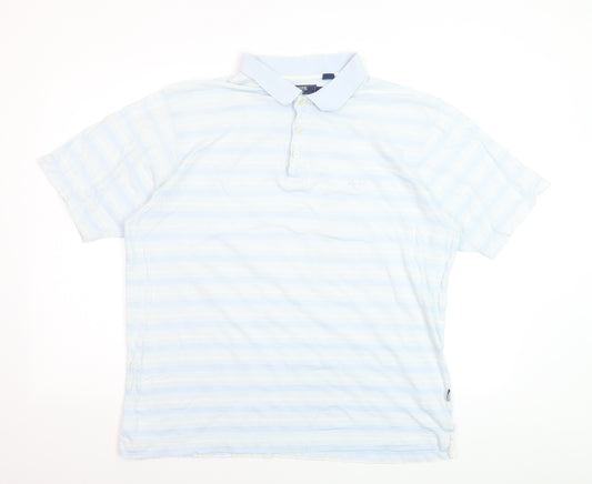 Maine New England Men's Blue Striped Cotton Golf Polo Shirt L