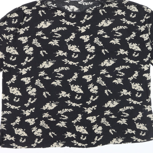Wasabi Concept Women's Black Floral Tunic Blouse Size M