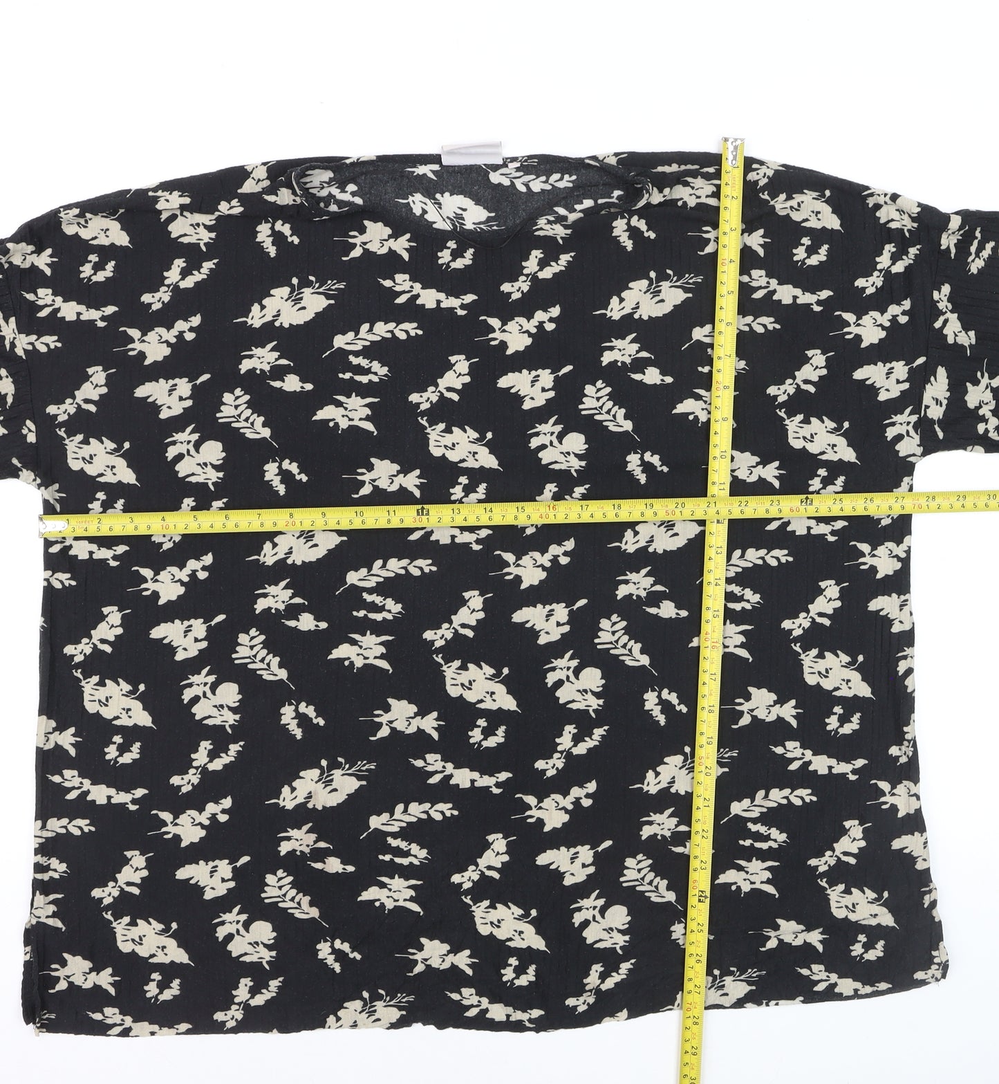 Wasabi Concept Women's Black Floral Tunic Blouse Size M