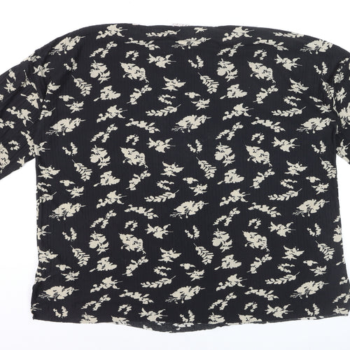 Wasabi Concept Women's Black Floral Tunic Blouse Size M