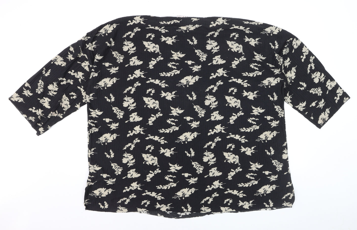 Wasabi Concept Women's Black Floral Tunic Blouse Size M