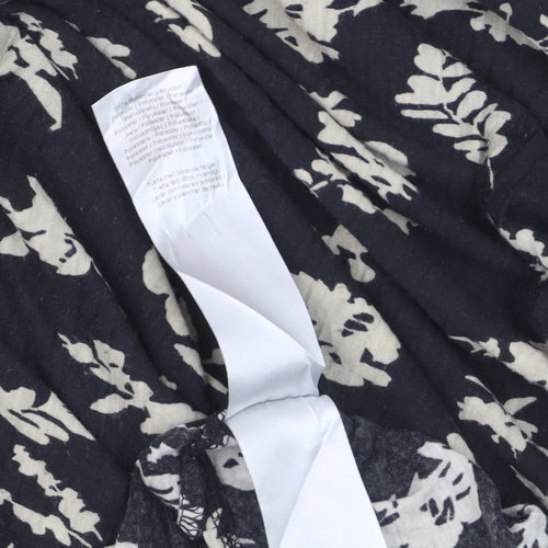 Wasabi Concept Women's Black Floral Tunic Blouse Size M
