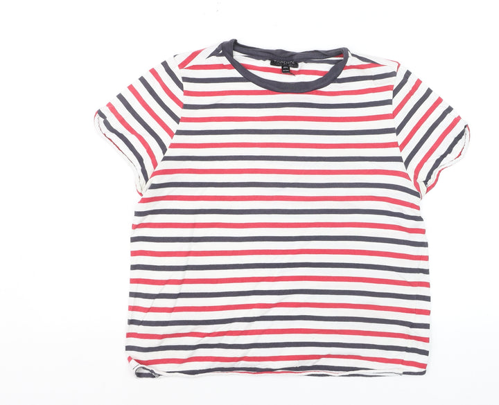Topshop Womens Multicoloured Striped Ringer T-Shirt Size 12