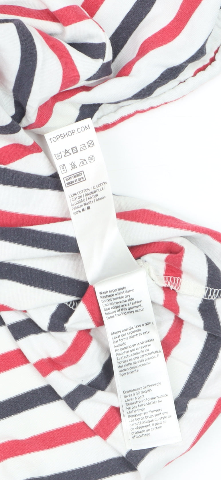 Topshop Womens Multicoloured Striped Ringer T-Shirt Size 12