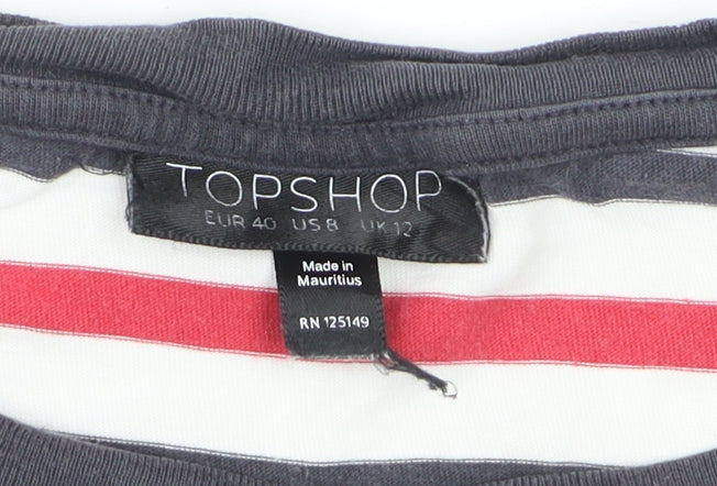 Topshop Womens Multicoloured Striped Ringer T-Shirt Size 12