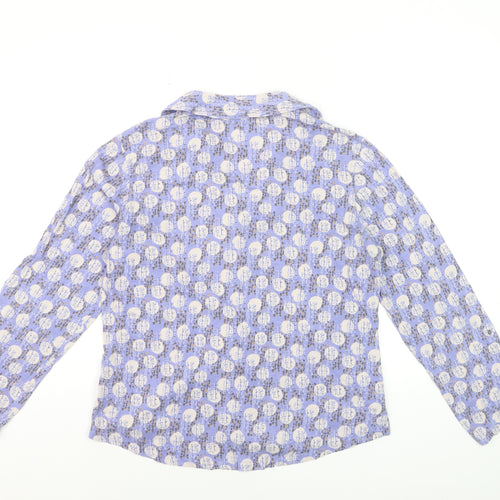 White Stuff Women's Purple Geometric Cotton Button-Up Shirt UK 14