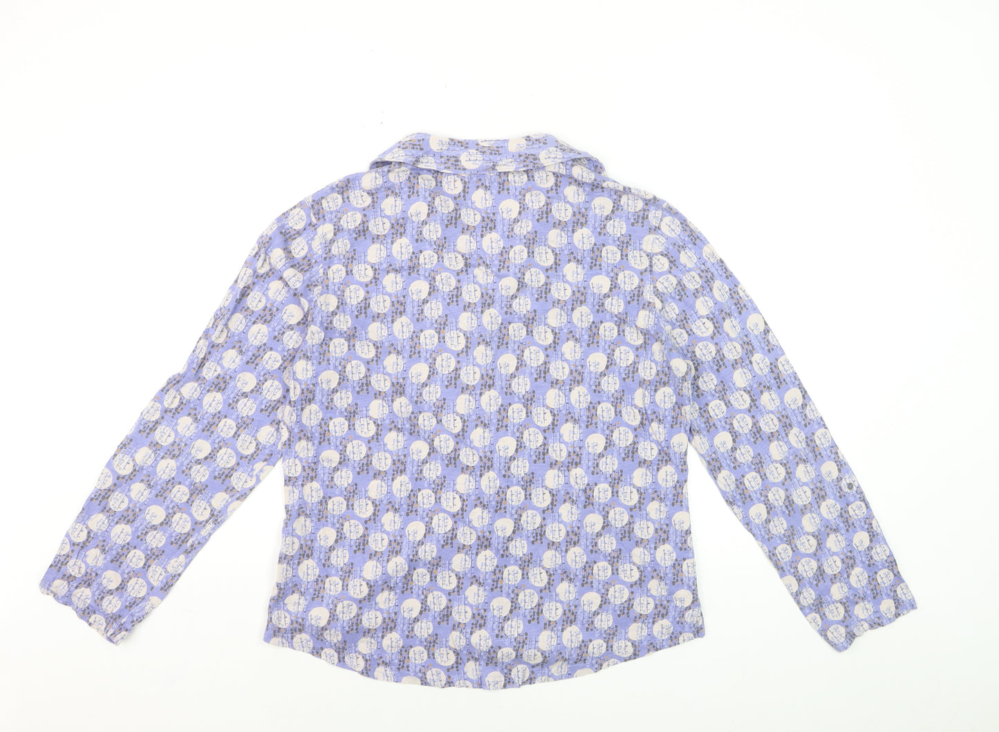 White Stuff Women's Purple Geometric Cotton Button-Up Shirt UK 14
