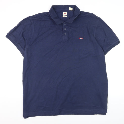 Levi's Men's Blue 2XL Cotton Short Sleeve Polo Shirt