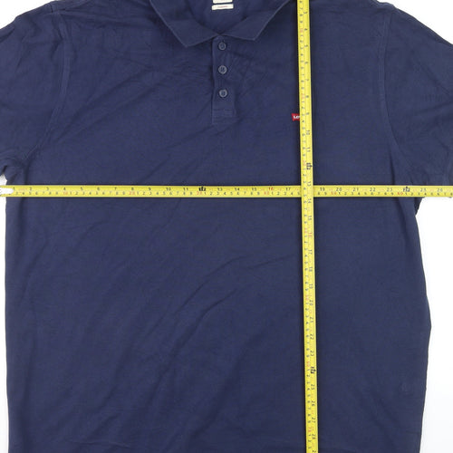 Levi's Men's Blue 2XL Cotton Short Sleeve Polo Shirt