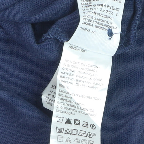 Levi's Men's Blue 2XL Cotton Short Sleeve Polo Shirt