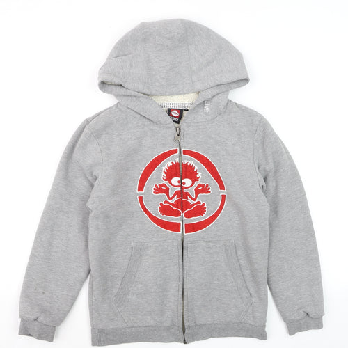 Saltrock Boys Grey Full Zip Hoodie 7-8 Years Cotton Blend Sherpa Lined