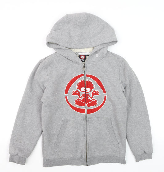 Saltrock Boys Grey Full Zip Hoodie 7-8 Years Cotton Blend Sherpa Lined