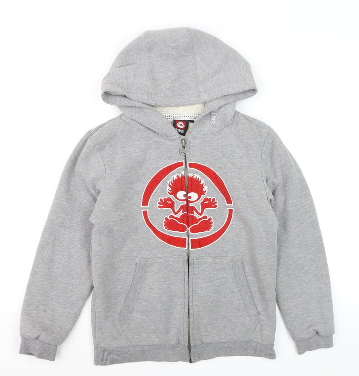 Saltrock Boys Grey Full Zip Hoodie 7-8 Years Cotton Blend Sherpa Lined