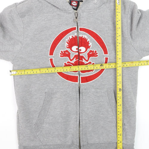 Saltrock Boys Grey Full Zip Hoodie 7-8 Years Cotton Blend Sherpa Lined