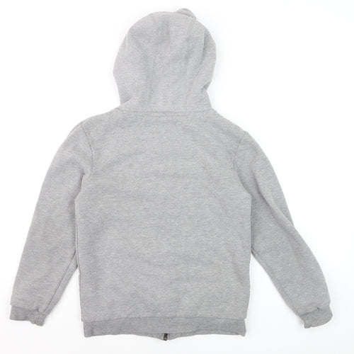Saltrock Boys Grey Full Zip Hoodie 7-8 Years Cotton Blend Sherpa Lined