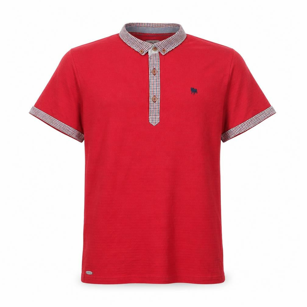 J Jeans Teens Red Cotton Collared Short Sleeve Polo Shirt 12-13