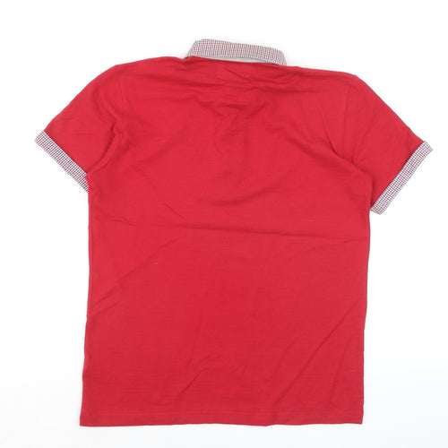 J Jeans Teens Red Cotton Collared Short Sleeve Polo Shirt 12-13